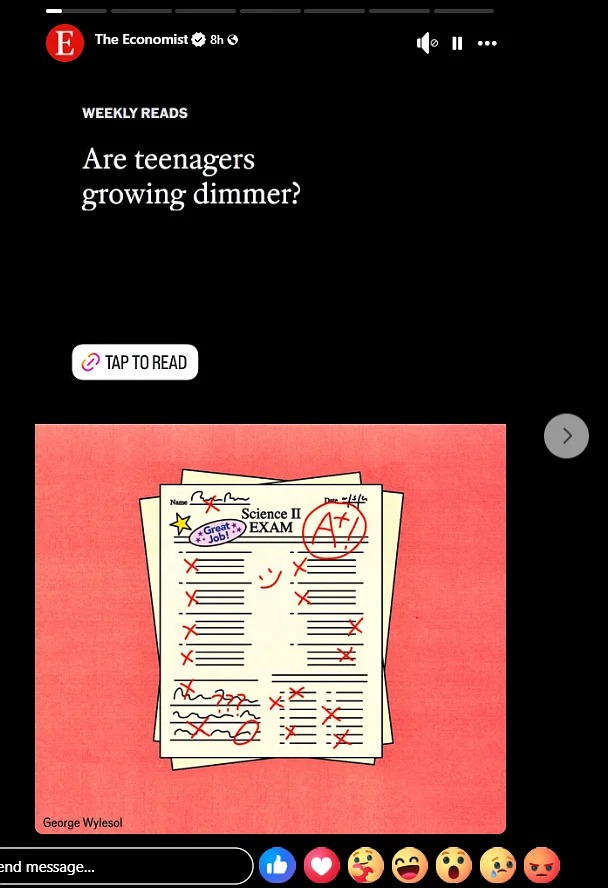 Open the Facebook story and tap the three dots menu